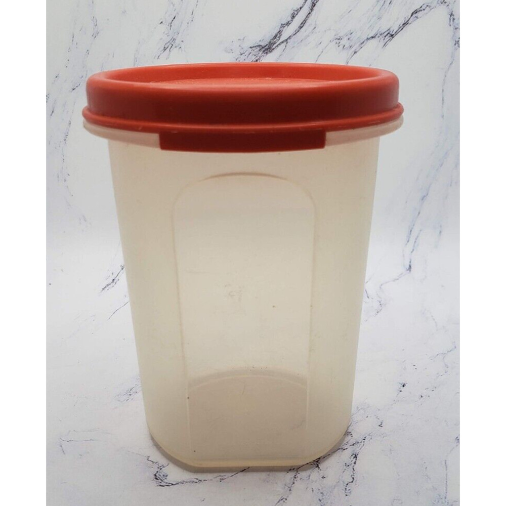 Vintage Tupperware Container 15 Oz 1606-8 With Red Lid 1607-5